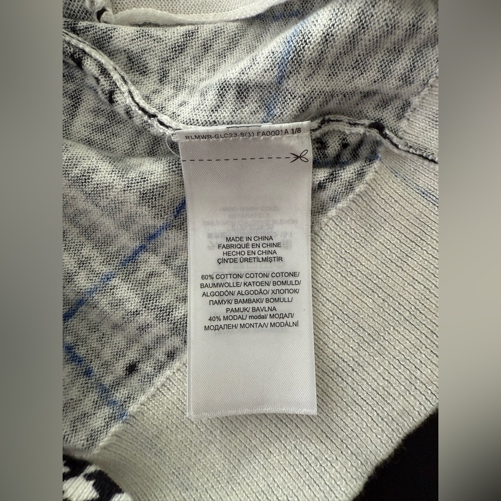 NWT Lauren Ralph Lauren Houndstooth Black White Blue Cardigan Women's Size L - Picture 6 of 7
